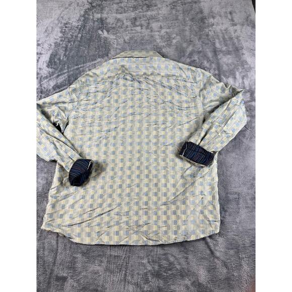 Michelsons London East End Men's Dress Shirt XXL Green Blue Check Pattern - Picture 2 of 9